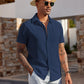 Men's Short Sleeve Button Down Casual Shirt, Lightweight Summer Shirts for Beach, Wedding, Vacation