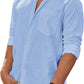 Men's Linen Textured Long Sleeve Shirt, Solid Cotton Regular Fit Button Down Shirt, Casual for Summer, Beach and Wedding Wear