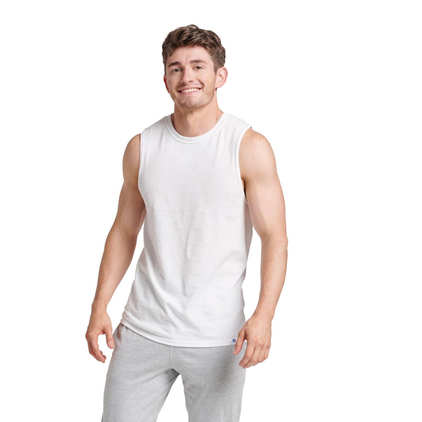 Men's Cotton Blend Sleeveless Muscle Tank Top, Moisture Wicking Anti-Odor Sun Protection Vest
