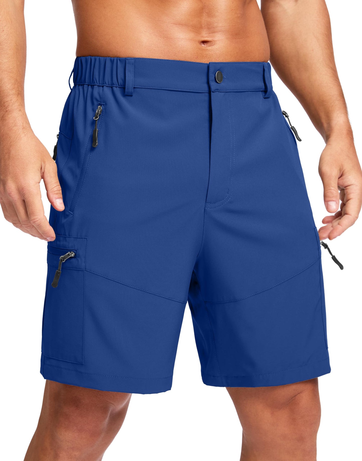 Men's Multi-Pocket Lightweight Outdoor Cargo Shorts, Casual Shorts for Hiking Golf Camping Could you recommend other men's outdoor apparel? Are hooded waterproof jackets available? What features do these hiking cargo shorts have?        What are the advan