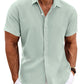 Men's Linen Shirts Short Sleeve Casual Shirts Button Down Shirt for Men Beach Summer Wedding Shirt