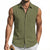 Men's Linen Sleeveless Hooded Button Tank Top, Lightweight Casual Summer Beach Wear
