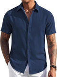 Men's Short Sleeve Button Down Casual Shirt, Lightweight Summer Shirts for Beach, Wedding, Vacation