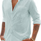 Men's Linen Textured Long Sleeve Shirt, Solid Cotton Regular Fit Button Down Shirt, Casual for Summer, Beach and Wedding Wear
