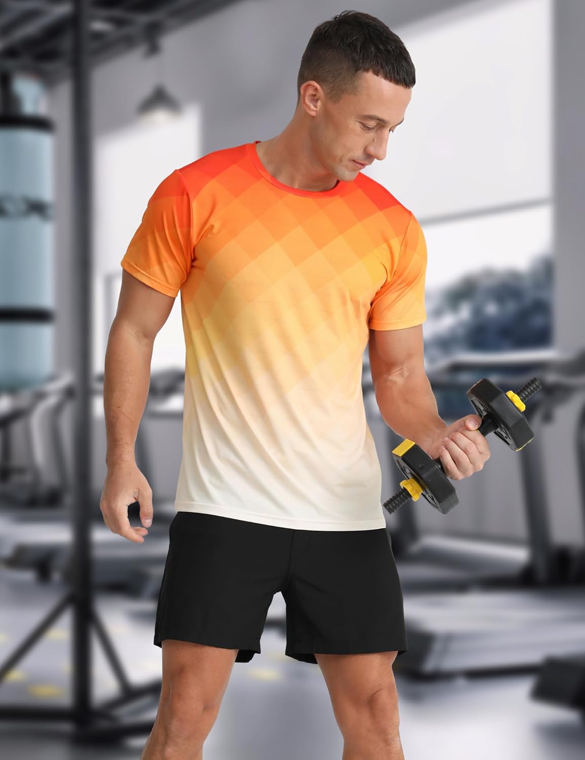 Men's Quick Dry Short Sleeve Sports Tee, Breathable Training Running Tops