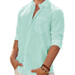 Men's Linen Textured Long Sleeve Shirt, Solid Cotton Regular Fit Button Down Shirt, Casual for Summer, Beach and Wedding Wear