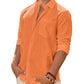 Men's Linen Textured Long Sleeve Shirt, Solid Cotton Regular Fit Button Down Shirt, Casual for Summer, Beach and Wedding Wear