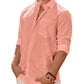 Men's Linen Textured Long Sleeve Shirt, Solid Cotton Regular Fit Button Down Shirt, Casual for Summer, Beach and Wedding Wear