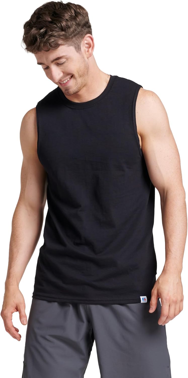 Men's Cotton Blend Sleeveless Muscle Tank Top, Moisture Wicking Anti-Odor Sun Protection Vest
