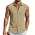 Men's Linen Sleeveless Hooded Button Tank Top, Lightweight Casual Summer Beach Wear