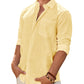 Men's Linen Textured Long Sleeve Shirt, Solid Cotton Regular Fit Button Down Shirt, Casual for Summer, Beach and Wedding Wear