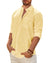Men's Linen Textured Long Sleeve Shirt, Solid Cotton Regular Fit Button Down Shirt, Casual for Summer, Beach and Wedding Wear
