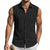 Men's Linen Sleeveless Hooded Button Tank Top, Lightweight Casual Summer Beach Wear