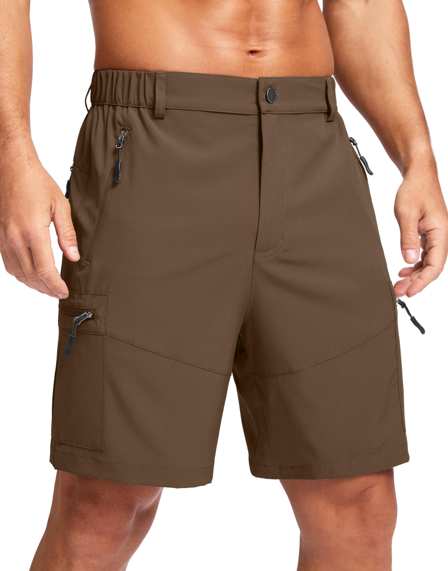 Men's Multi-Pocket Lightweight Outdoor Cargo Shorts, Casual Shorts for Hiking Golf Camping Could you recommend other men's outdoor apparel? Are hooded waterproof jackets available? What features do these hiking cargo shorts have?        What are the advan