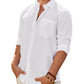 Men's Linen Textured Long Sleeve Shirt, Solid Cotton Regular Fit Button Down Shirt, Casual for Summer, Beach and Wedding Wear
