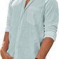 Men's Linen Textured Long Sleeve Shirt, Solid Cotton Regular Fit Button Down Shirt, Casual for Summer, Beach and Wedding Wear