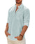 Men's Linen Textured Long Sleeve Shirt, Solid Cotton Regular Fit Button Down Shirt, Casual for Summer, Beach and Wedding Wear