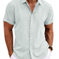 Men's Linen Shirts Short Sleeve Casual Shirts Button Down Shirt for Men Beach Summer Wedding Shirt