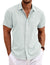 Men's Linen Shirts Short Sleeve Casual Shirts Button Down Shirt for Men Beach Summer Wedding Shirt