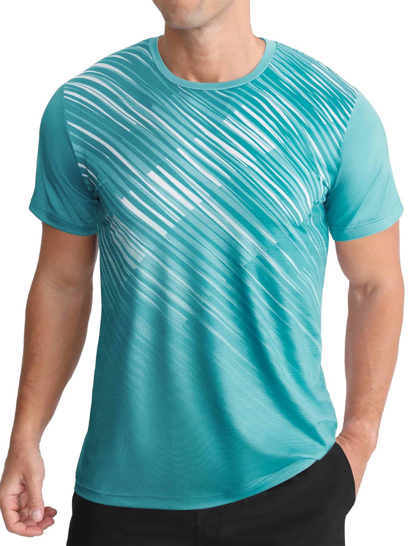 Men's Quick Dry Short Sleeve Sports Tee, Breathable Training Running Tops