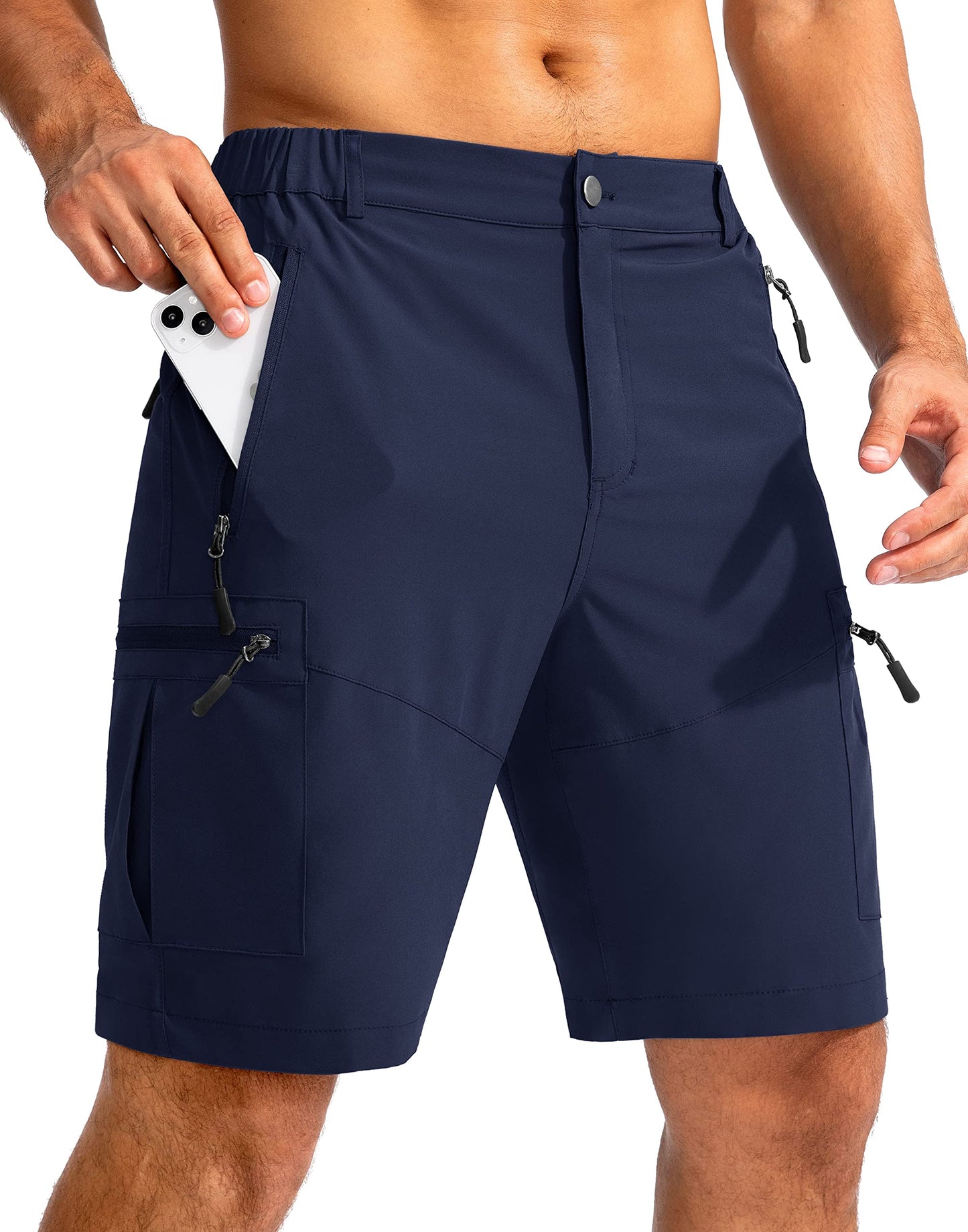 Men's Multi-Pocket Lightweight Outdoor Cargo Shorts, Casual Shorts for Hiking Golf Camping Could you recommend other men's outdoor apparel? Are hooded waterproof jackets available? What features do these hiking cargo shorts have?        What are the advan