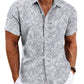 Men's Linen Shirts Short Sleeve Casual Shirts Button Down Shirt for Men Beach Summer Wedding Shirt