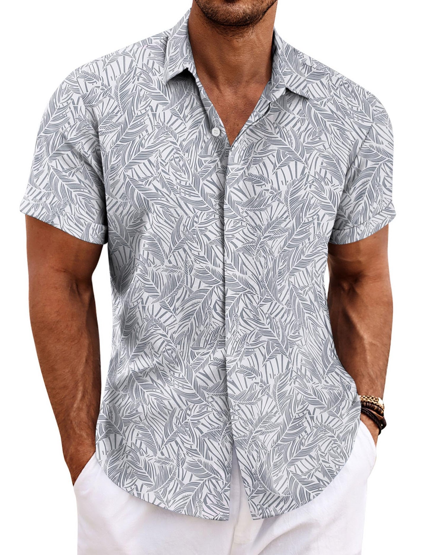 Men's Linen Shirts Short Sleeve Casual Shirts Button Down Shirt for Men Beach Summer Wedding Shirt