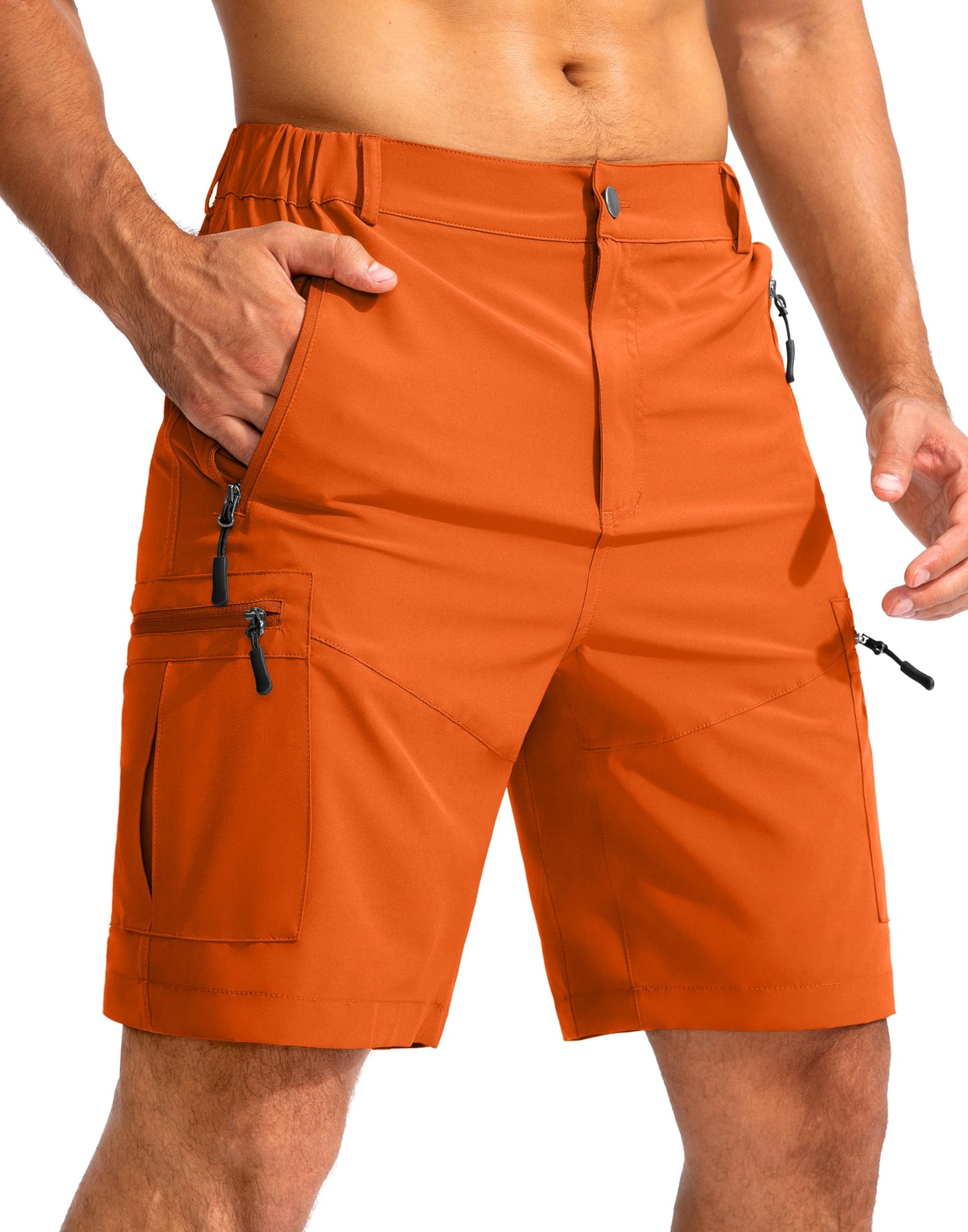 Men's Multi-Pocket Lightweight Outdoor Cargo Shorts, Casual Shorts for Hiking Golf Camping Could you recommend other men's outdoor apparel? Are hooded waterproof jackets available? What features do these hiking cargo shorts have?        What are the advan