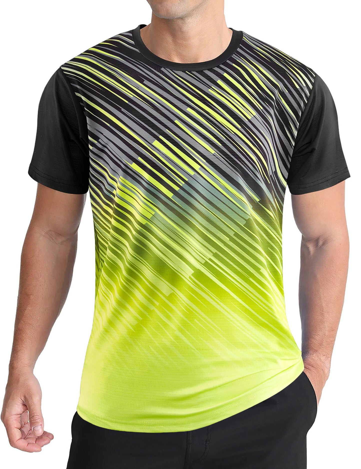 Men's Quick Dry Short Sleeve Sports Tee, Breathable Training Running Tops