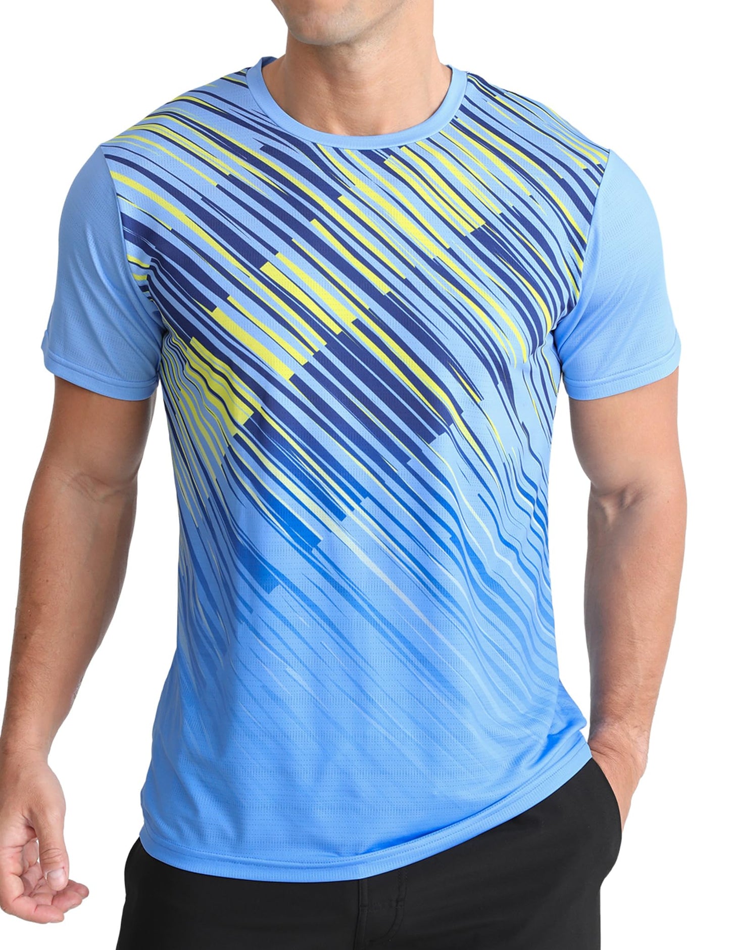 Men's Quick Dry Short Sleeve Sports Tee, Breathable Training Running Tops