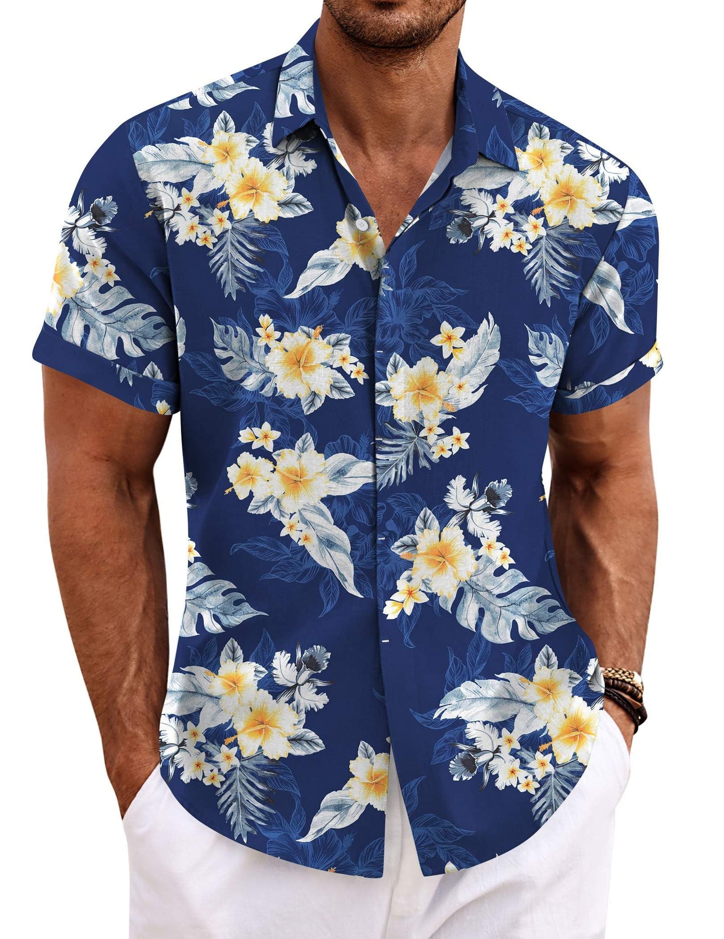 Men's Linen Shirts Short Sleeve Casual Shirts Button Down Shirt for Men Beach Summer Wedding Shirt