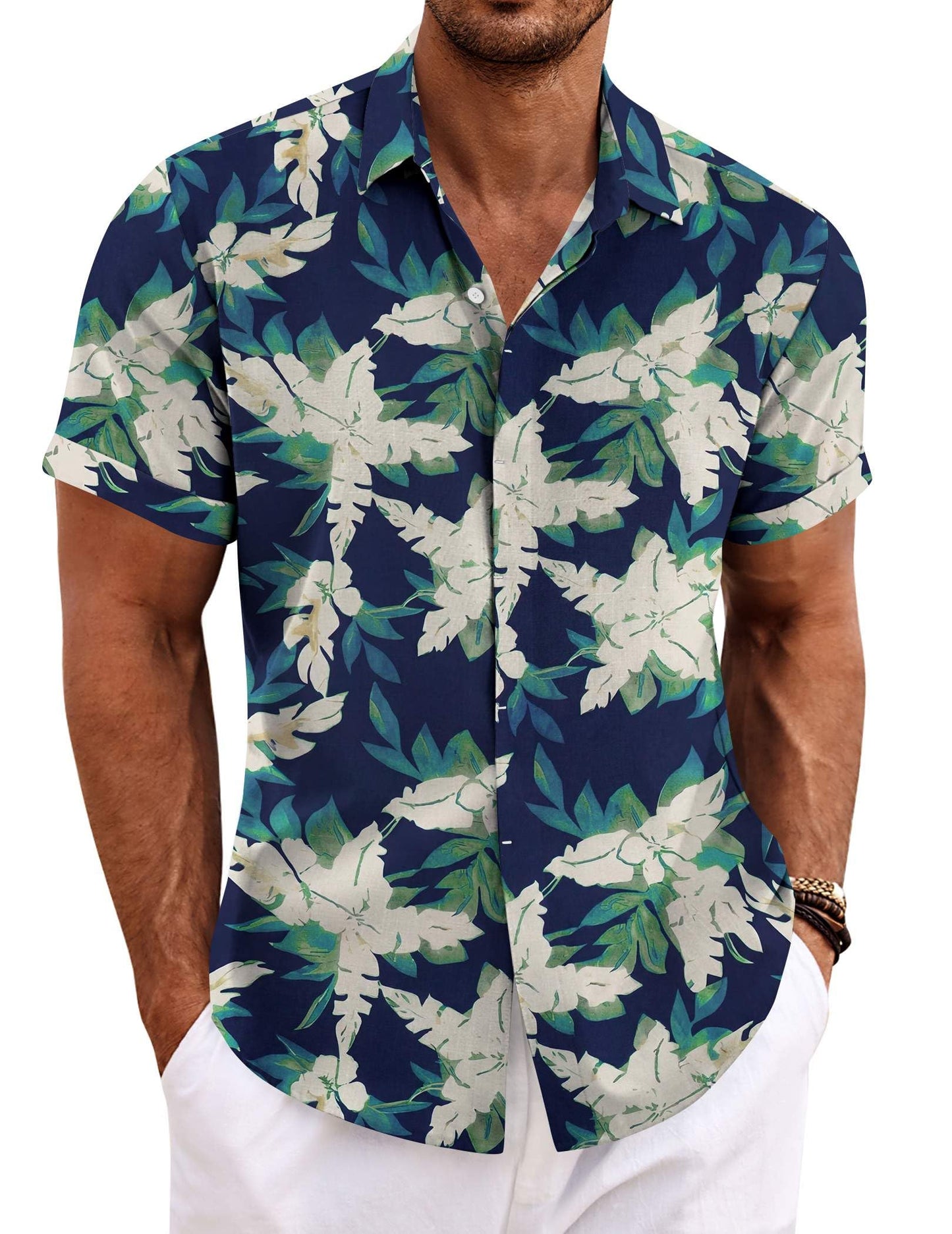 Men's Linen Shirts Short Sleeve Casual Shirts Button Down Shirt for Men Beach Summer Wedding Shirt