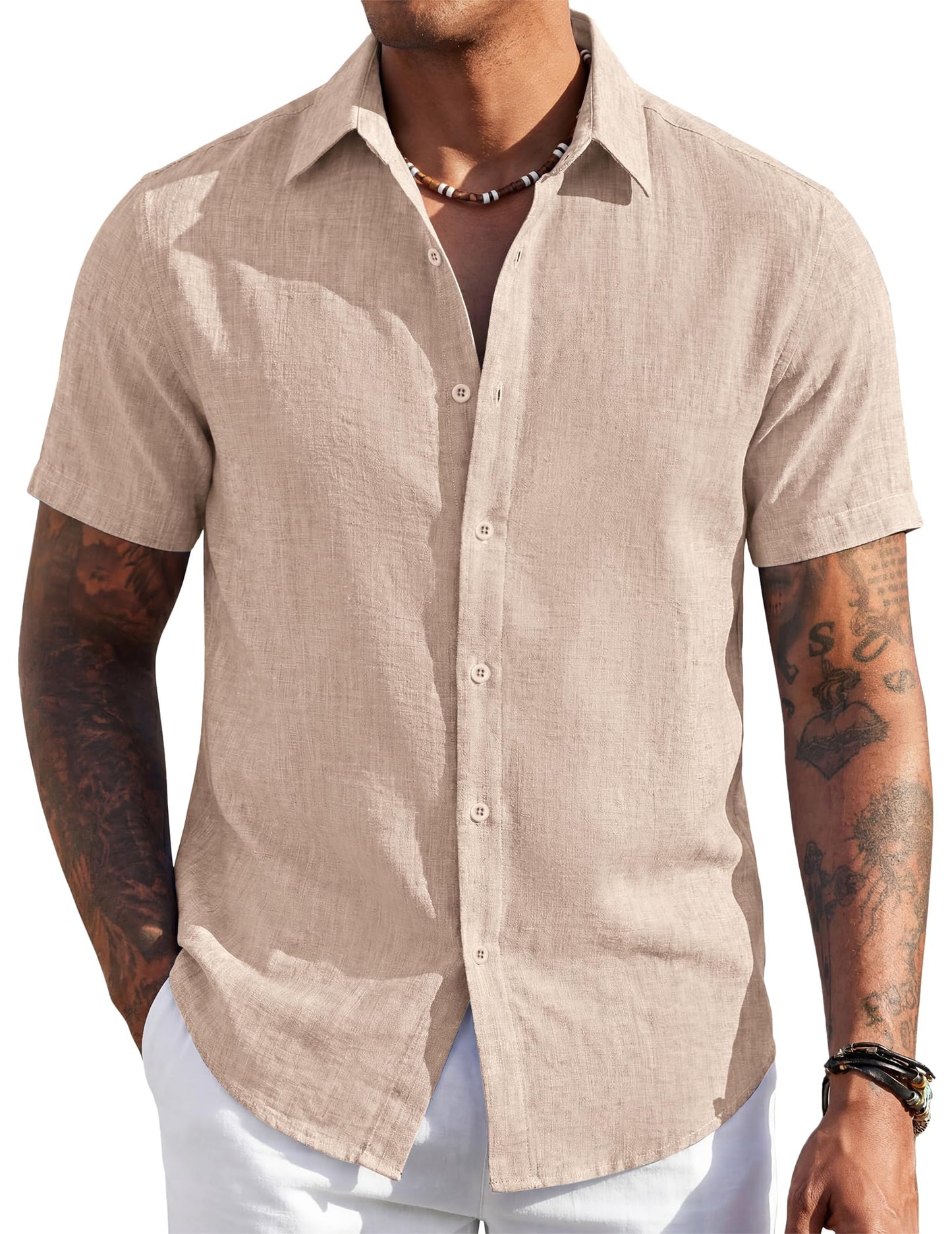 Men's Short Sleeve Button Down Casual Shirt, Lightweight Summer Shirts for Beach, Wedding, Vacation