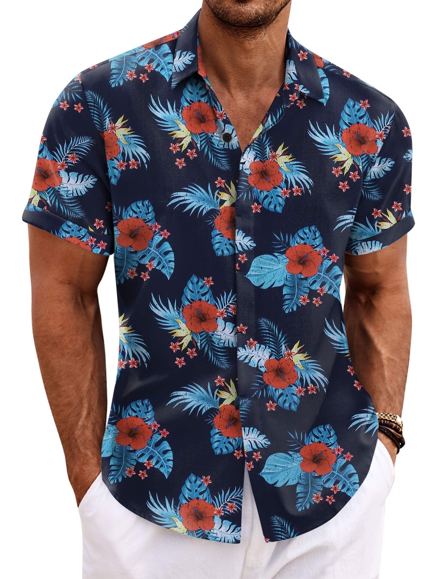 Men's Linen Shirts Short Sleeve Casual Shirts Button Down Shirt for Men Beach Summer Wedding Shirt