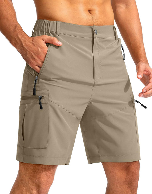 Men's Multi-Pocket Lightweight Outdoor Cargo Shorts, Casual Shorts for Hiking Golf Camping Could you recommend other men's outdoor apparel? Are hooded waterproof jackets available? What features do these hiking cargo shorts have?        What are the advan
