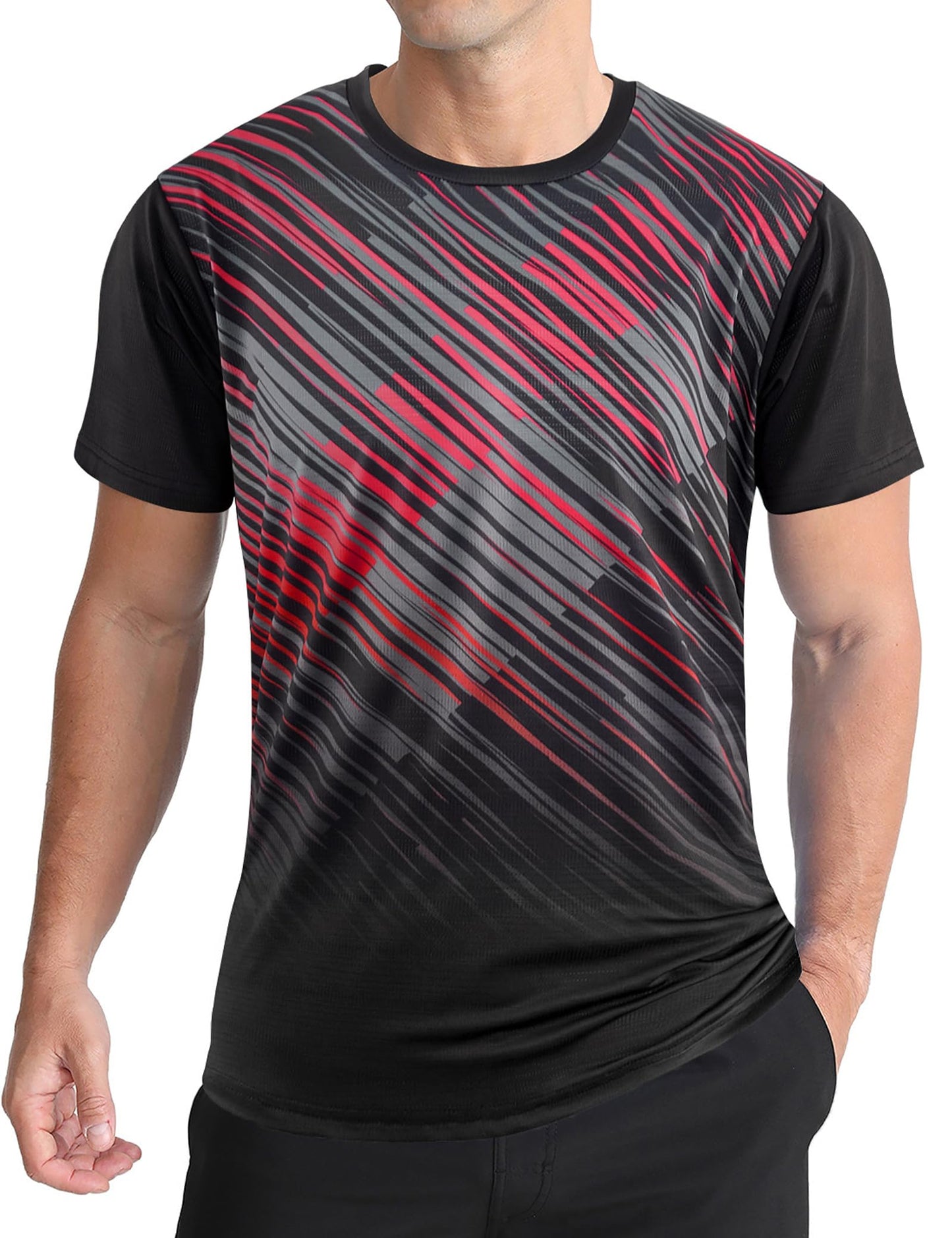 Men's Quick Dry Short Sleeve Sports Tee, Breathable Training Running Tops