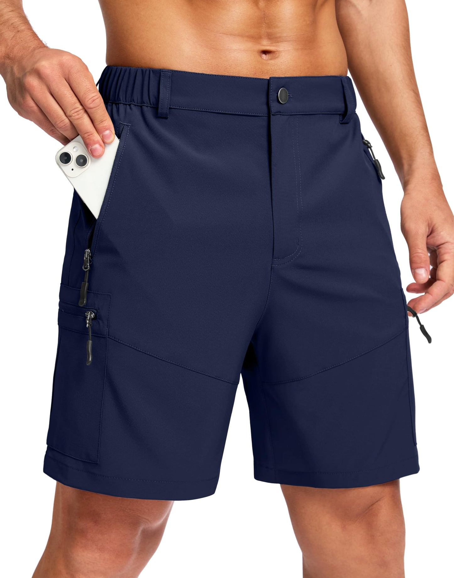 Men's Multi-Pocket Lightweight Outdoor Cargo Shorts, Casual Shorts for Hiking Golf Camping Could you recommend other men's outdoor apparel? Are hooded waterproof jackets available? What features do these hiking cargo shorts have?        What are the advan