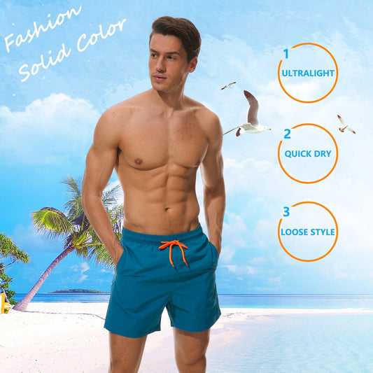 Men's Swim Trunks Quick Dry Beach Shorts with Pockets