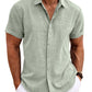 Men's Linen Shirts Short Sleeve Casual Shirts Button Down Shirt for Men Beach Summer Wedding Shirt