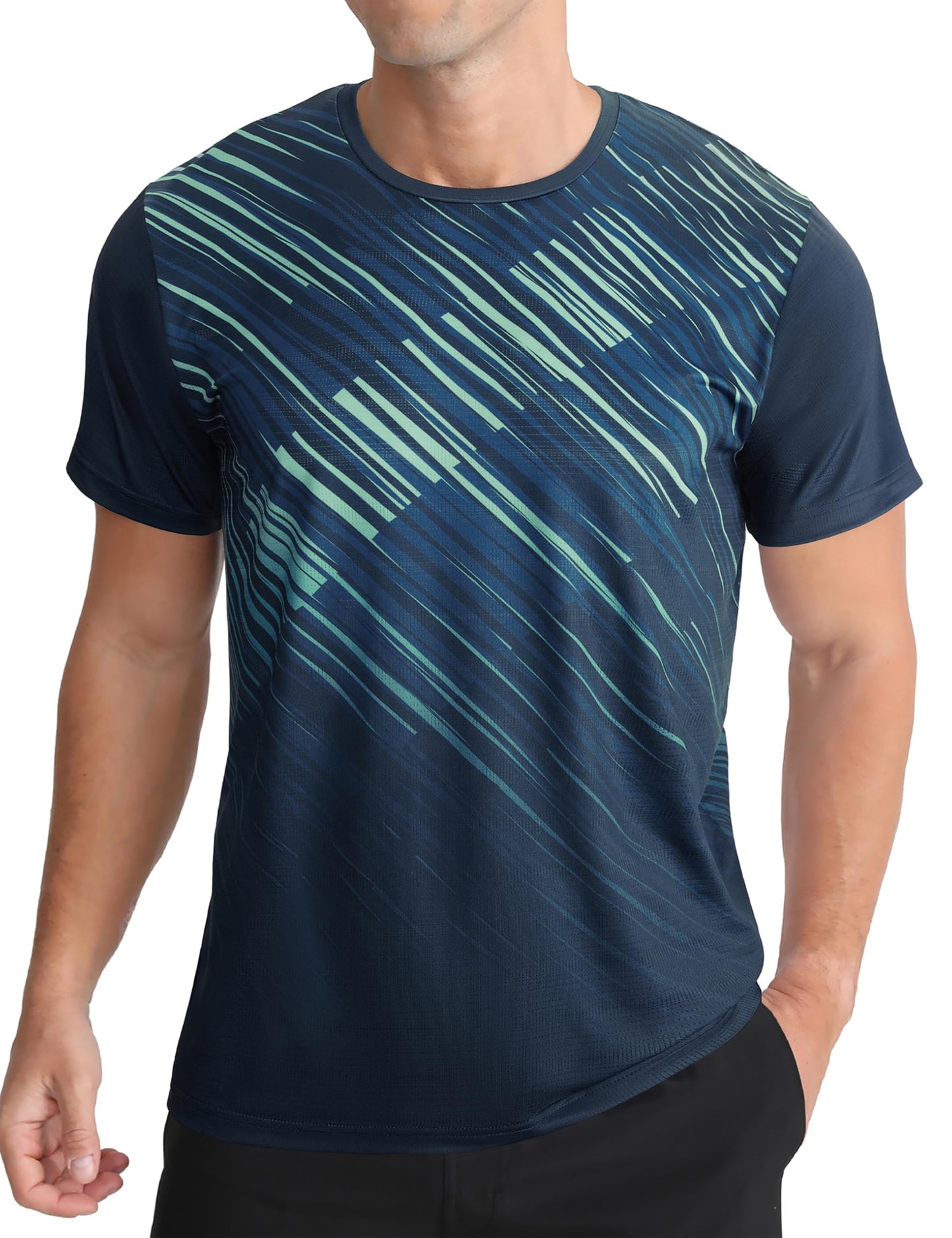 Men's Quick Dry Short Sleeve Sports Tee, Breathable Training Running Tops