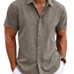 Men's Linen Shirts Short Sleeve Casual Shirts Button Down Shirt for Men Beach Summer Wedding Shirt