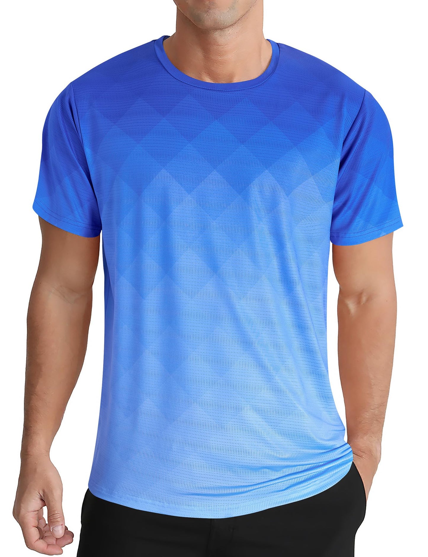 Men's Quick Dry Short Sleeve Sports Tee, Breathable Training Running Tops