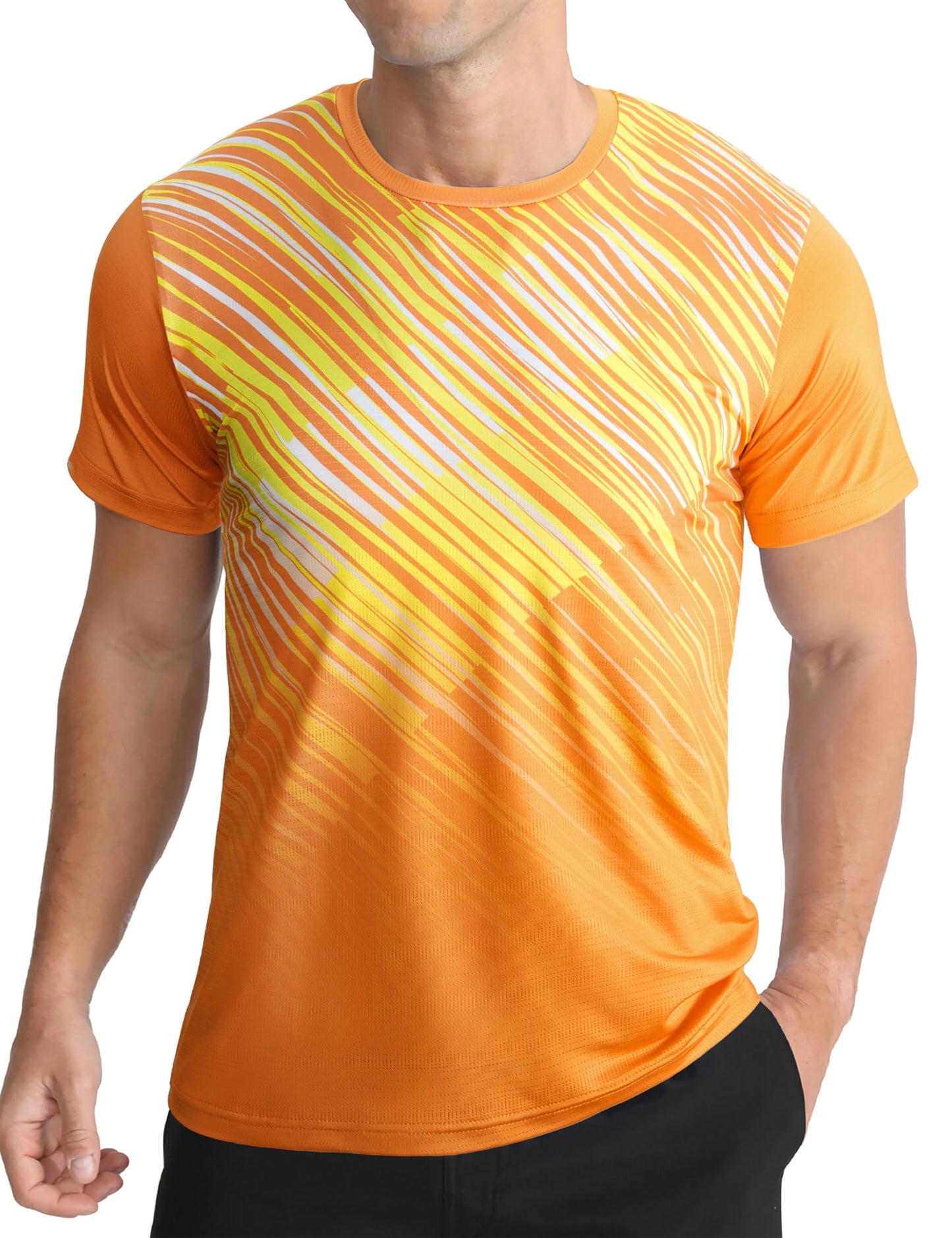 Men's Quick Dry Short Sleeve Sports Tee, Breathable Training Running Tops
