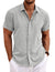 Men's Linen Shirts Short Sleeve Casual Shirts Button Down Shirt for Men Beach Summer Wedding Shirt