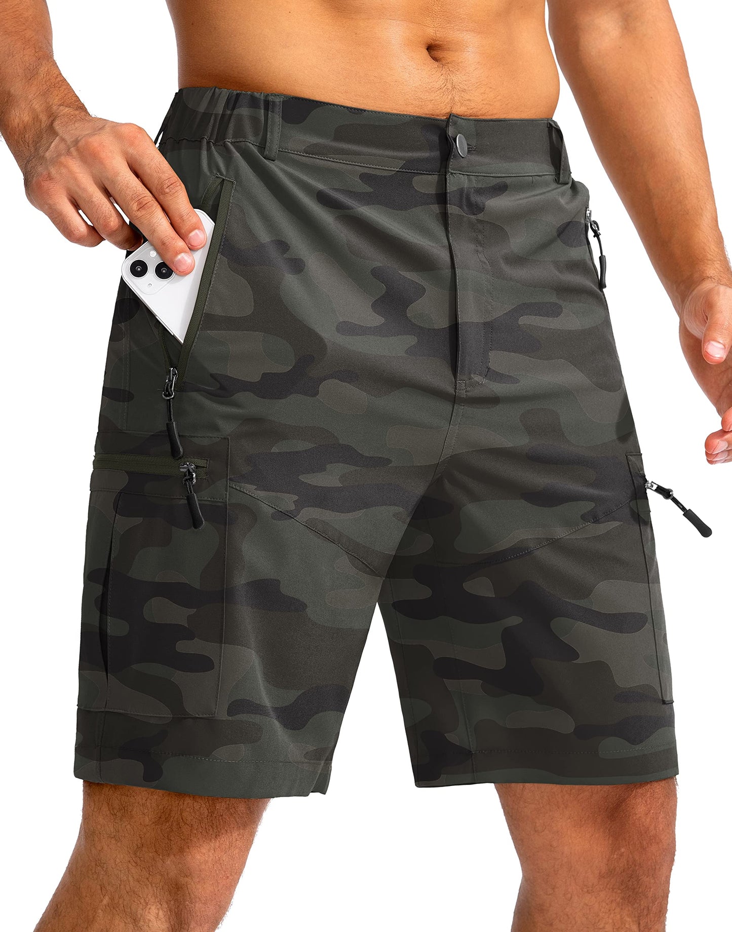 Men's Multi-Pocket Lightweight Outdoor Cargo Shorts, Casual Shorts for Hiking Golf Camping Could you recommend other men's outdoor apparel? Are hooded waterproof jackets available? What features do these hiking cargo shorts have?        What are the advan