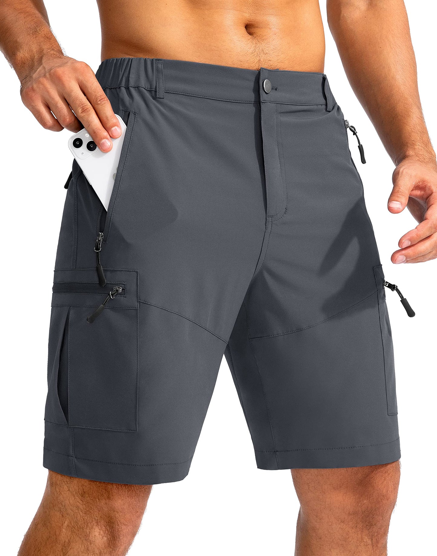 Men's Multi-Pocket Lightweight Outdoor Cargo Shorts, Casual Shorts for Hiking Golf Camping Could you recommend other men's outdoor apparel? Are hooded waterproof jackets available? What features do these hiking cargo shorts have?        What are the advan