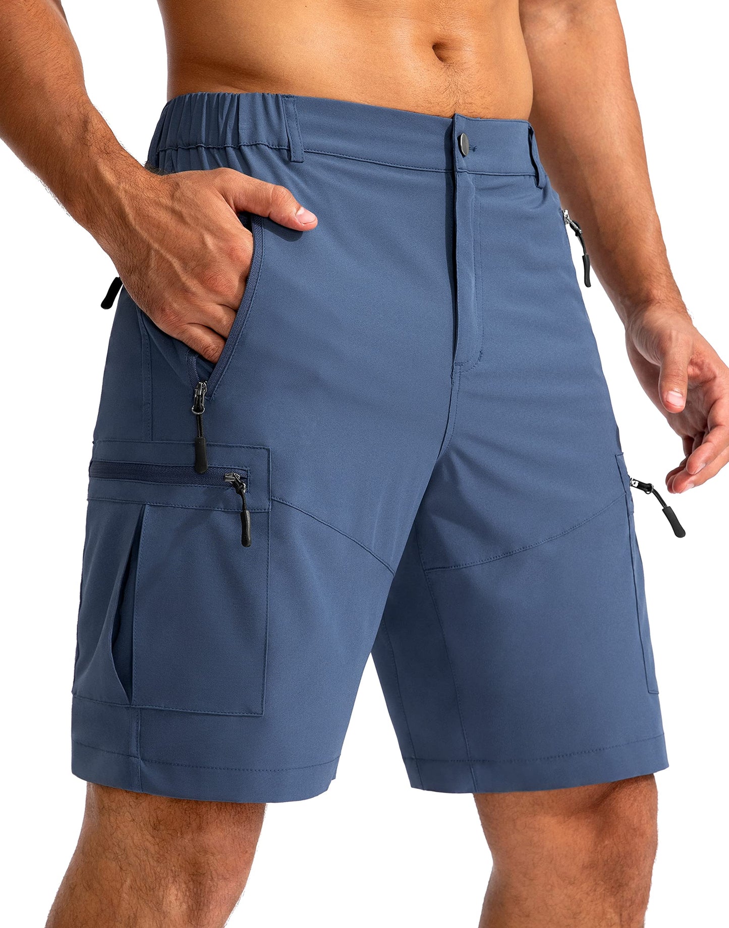 Men's Multi-Pocket Lightweight Outdoor Cargo Shorts, Casual Shorts for Hiking Golf Camping Could you recommend other men's outdoor apparel? Are hooded waterproof jackets available? What features do these hiking cargo shorts have?        What are the advan