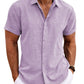 Men's Linen Shirts Short Sleeve Casual Shirts Button Down Shirt for Men Beach Summer Wedding Shirt