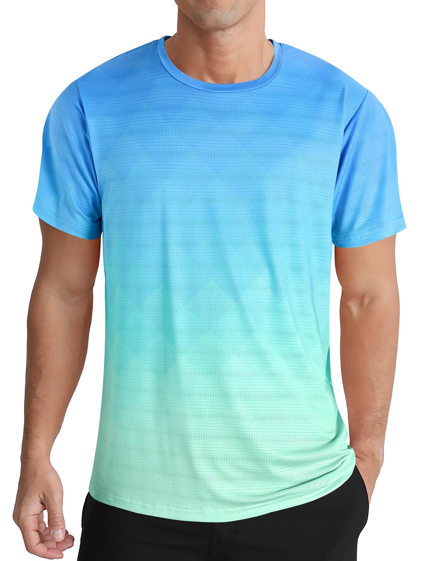 Men's Quick Dry Short Sleeve Sports Tee, Breathable Training Running Tops