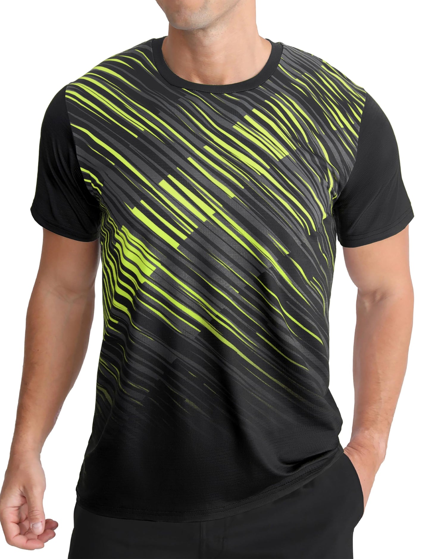 Men's Quick Dry Short Sleeve Sports Tee, Breathable Training Running Tops
